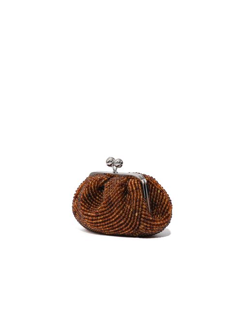Borsa Pasticcino Bag small WKAESCHIMO con perle in resina ricamate Marrone WEEKEND MAX MARA | 2615511085600001